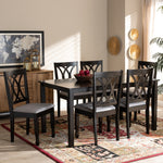 Load image into Gallery viewer, Baxton Studio Reneau Modern And Contemporary Grey Fabric Upholstered Espresso Brown Finished Wood 7-Piece Dining Set
