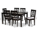 Load image into Gallery viewer, Baxton Studio Reneau Modern And Contemporary Grey Fabric Upholstered Espresso Brown Finished Wood 7-Piece Dining Set
