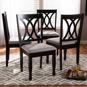 Baxton Studio Reneau Modern And Contemporary Gray Fabric Upholstered Espresso Brown Finished Wood Dining Chair Set Of 4