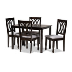 Load image into Gallery viewer, Baxton Studio Reneau Modern And Contemporary Gray Fabric Upholstered Espresso Brown Finished Wood 5-Piece Dining Set
