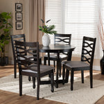 Load image into Gallery viewer, Baxton Studio Leda Modern And Contemporary Grey Fabric Upholstered And Dark Brown Finished Wood 5-Piece Dining Set
