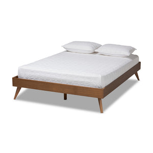 Baxton Studio Lissette Mid-Century Modern Walnut Brown Finished Wood Full Size Platform Bed Frame