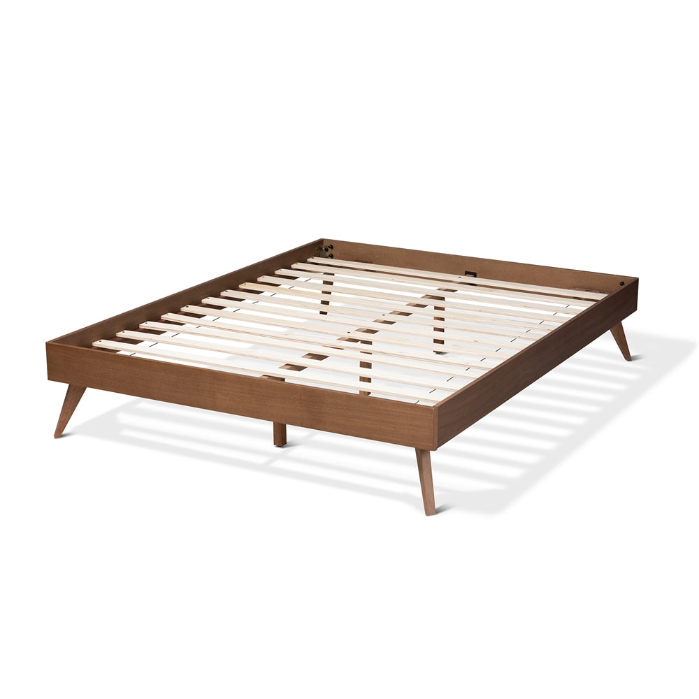 Baxton Studio Lissette Mid-Century Modern Walnut Brown Finished Wood Full Size Platform Bed Frame