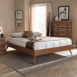 Load image into Gallery viewer, Baxton Studio Lissette Mid-Century Modern Walnut Brown Finished Wood Full Size Platform Bed Frame
