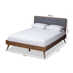 Load image into Gallery viewer, Baxton Studio Dilara Mid-Century Modern Fabric Upholstered and Walnut Brown Finished Wood Platform Bed
