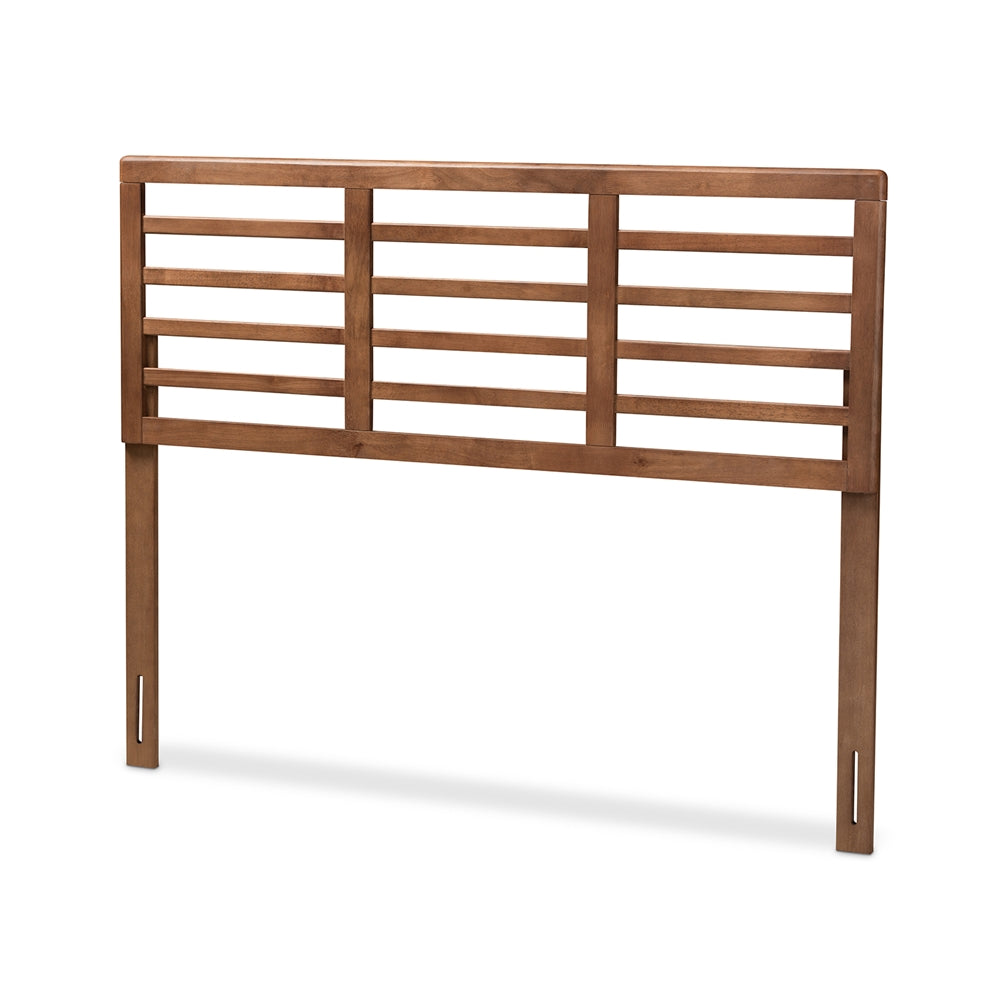 Baxton Studio Salome Mid-Century Modern Walnut Brown Finished Wood Full Size Open Slat Headboard