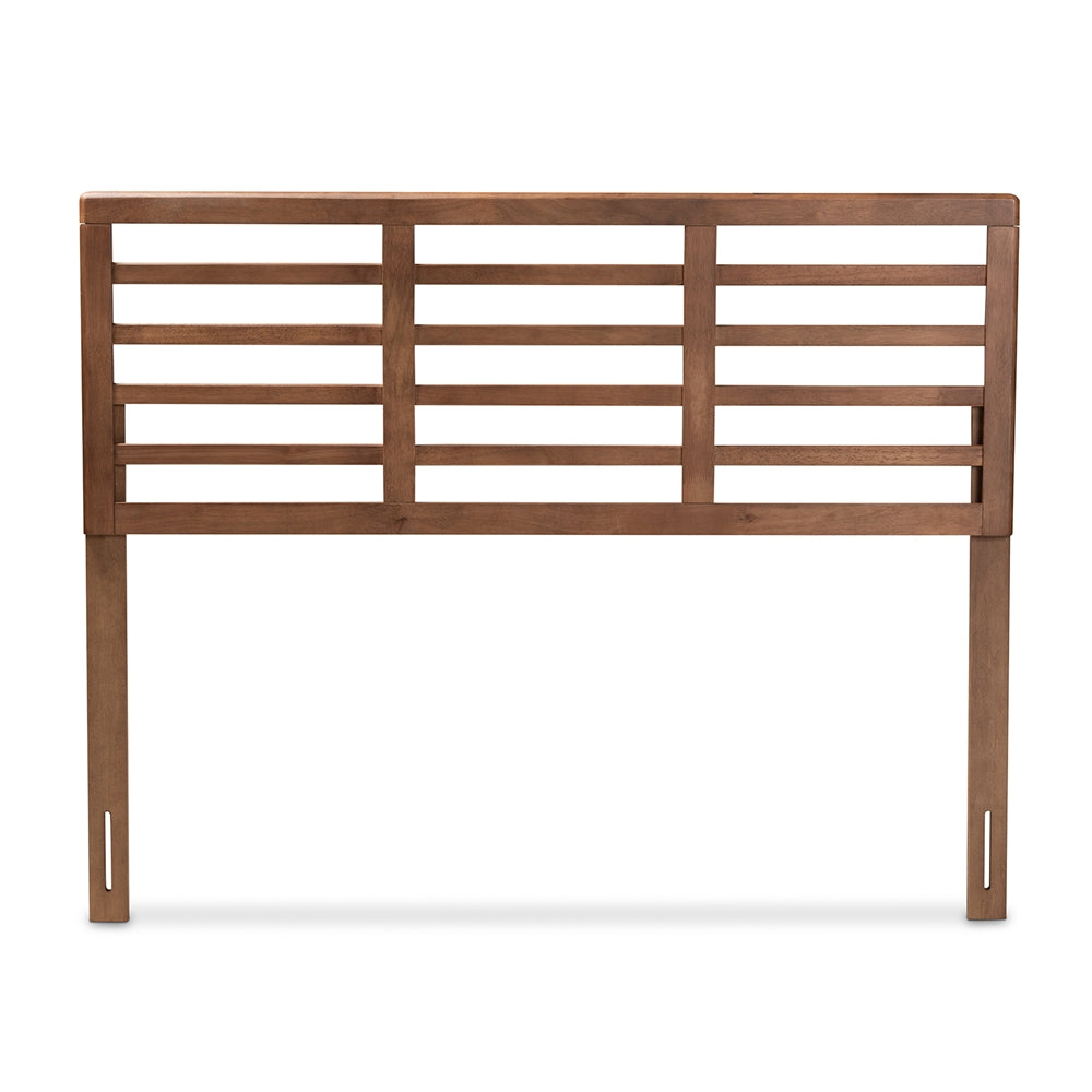 Baxton Studio Salome Mid-Century Modern Walnut Brown Finished Wood King Size Open Slat Headboard