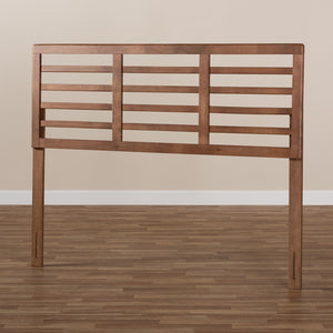 Baxton Studio Salome Mid-Century Modern Walnut Brown Finished Wood Full Size Open Slat Headboard