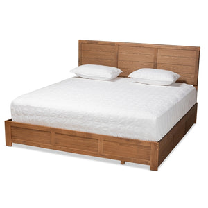 Baxton Studio Lisa Modern and Contemporary Transitional Ash Walnut Brown Finished Wood 3-Drawer Platform Storage Bed