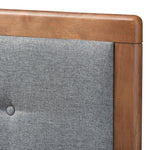 Load image into Gallery viewer, Baxton Studio Sarine Mid-Century Modern Dark Grey Fabric Upholstered Walnut Brown Finished Wood Full Size Headboard
