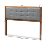 Load image into Gallery viewer, BAXTON STUDIO SARINE MID-CENTURY MODERN DARK GREY FABRIC UPHOLSTERED WALNUT BROWN FINISHED WOOD KING SIZE HEADBOARD
