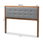 Load image into Gallery viewer, Baxton Studio Sarine Mid-Century Modern Dark Grey Fabric Upholstered Walnut Brown Finished Wood King Size Headboard
