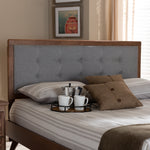 Load image into Gallery viewer, Baxton Studio Sarine Mid-Century Modern Light Grey Fabric Upholstered Walnut Brown Finished Wood Full Size Headboard
