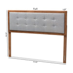 Load image into Gallery viewer, BAXTON STUDIO SARINE MID-CENTURY MODERN LIGHT GREY FABRIC UPHOLSTERED WALNUT BROWN FINISHED WOOD FULL SIZE HEADBOARD
