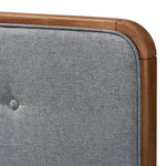 Load image into Gallery viewer, Baxton Studio Palina Mid-Century Modern Dark Grey Fabric Upholstered Walnut Brown Finished Wood Full Size Headboard
