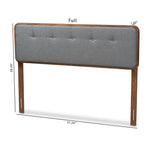 Load image into Gallery viewer, BAXTON STUDIO PALINA MID-CENTURY MODERN DARK GREY FABRIC UPHOLSTERED WALNUT BROWN FINISHED WOOD KING SIZE HEADBOARD
