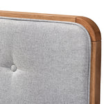 Load image into Gallery viewer, Baxton Studio Palina Mid-Century Modern Light Grey Fabric Upholstered Walnut Brown Finished Wood Full Size Headboard
