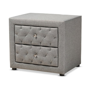 Baxton Studio Lepine Modern and Contemporary Fabric Upholstered 2-Drawer Wood Nightstand