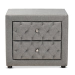 Load image into Gallery viewer, Baxton Studio Lepine Modern And Contemporary Gray Fabric Upholstered 2-Drawer Wood Nightstand
