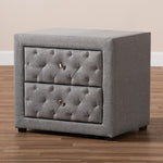 Load image into Gallery viewer, Baxton Studio Lepine Modern And Contemporary Gray Fabric Upholstered 2-Drawer Wood Nightstand
