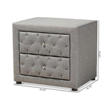 Load image into Gallery viewer, Baxton Studio Lepine Modern And Contemporary Gray Fabric Upholstered 2-Drawer Wood Nightstand
