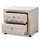 Load image into Gallery viewer, Baxton Studio Lepine Modern And Contemporary Light Beige Fabric Upholstered 2-Drawer Wood Nightstand
