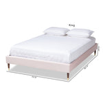 Load image into Gallery viewer, Baxton Studio Volden Glam And Luxe Light Pink Velvet Fabric Upholstered Full Size Wood Platform Bed Frame With Gold-Tone Leg Tips
