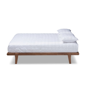 Baxton Studio Kaia Mid-Century Modern Walnut Brown Finished Wood King Size Platform Bed Frame