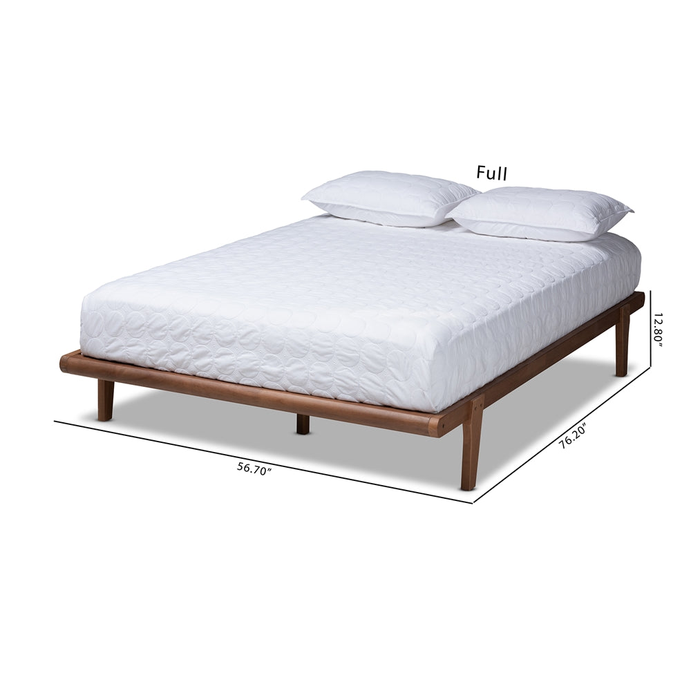 Baxton Studio Kaia Mid-Century Modern Walnut Brown Finished Wood Full Size Platform Bed Frame