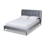 Load image into Gallery viewer, Baxton Studio Ingrid Glam And Luxe Silver Grey Velvet Fabric Upholstered Queen Size Platform Bed
