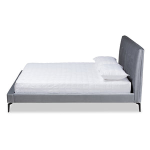 Baxton Studio Ingrid Glam and Luxe Velvet Fabric Upholstered Platform Bed - King Size, Queen