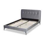 Load image into Gallery viewer, Baxton Studio Ingrid Glam And Luxe Silver Grey Velvet Fabric Upholstered Queen Size Platform Bed
