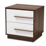 Load image into Gallery viewer, Baxton Studio Mette Mid-Century Modern Two-Tone White And Walnut Finished 2-Drawer Wood Nightstand
