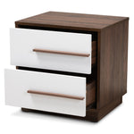 Load image into Gallery viewer, Baxton Studio Mette Mid-Century Modern Two-Tone White And Walnut Finished 2-Drawer Wood Nightstand
