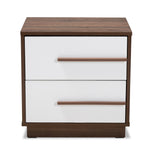 Load image into Gallery viewer, Baxton Studio Mette Mid-Century Modern Two-Tone White And Walnut Finished 2-Drawer Wood Nightstand
