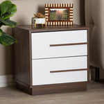 Load image into Gallery viewer, Baxton Studio Mette Mid-Century Modern Two-Tone White And Walnut Finished 2-Drawer Wood Nightstand
