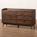 Load image into Gallery viewer, Baxton Studio Lena Mid-Century Modern Walnut Brown Finished 6-Drawer Wood Dresser
