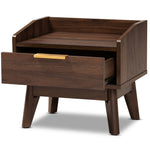 Load image into Gallery viewer, Baxton Studio Lena Mid-Century Modern Walnut Brown Finished 1-Drawer Wood Nightstand
