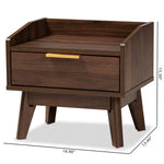 Load image into Gallery viewer, Baxton Studio Lena Mid-Century Modern Walnut Brown Finished 1-Drawer Wood Nightstand
