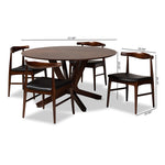 Load image into Gallery viewer, Baxton Studio Berlin Mid-Century Modern Black Faux Leather Upholstered Walnut Finished 5-Piece Wood Dining Set
