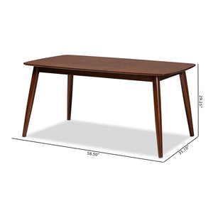 Baxton Studio Edna Mid-Century Modern Walnut Finished Wood Dining Table