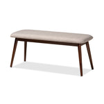 Load image into Gallery viewer, Baxton Studio Flora Mid-Century Modern Light Grey Fabric Upholstered Walnut Finished Wood Dining Bench
