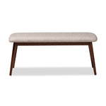 Load image into Gallery viewer, Baxton Studio Flora Mid-Century Modern Light Grey Fabric Upholstered Walnut Finished Wood Dining Bench
