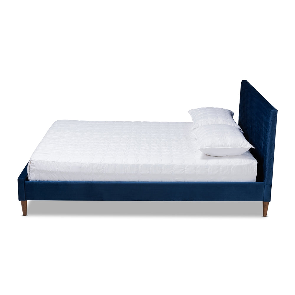 Baxton Studio Frida Glam And Luxe Royal Blue Velvet Fabric Upholstered Full Size Bed