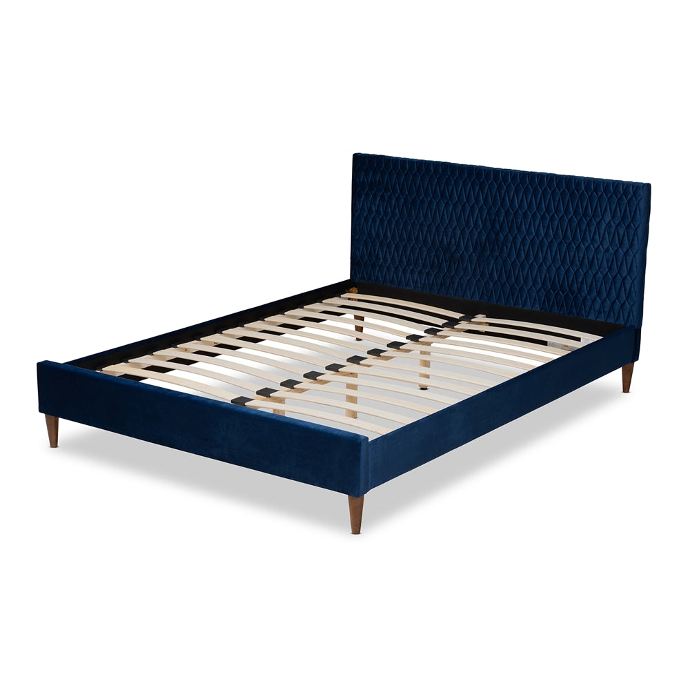 Baxton Studio Frida Glam And Luxe Royal Blue Velvet Fabric Upholstered Full Size Bed