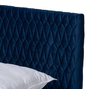 Baxton Studio Frida Glam And Luxe Royal Blue Velvet Fabric Upholstered Full Size Bed