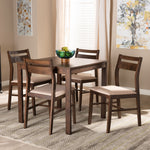 Load image into Gallery viewer, Baxton Studio Lovy Modern And Contemporary Beige Fabric Upholstered Dark Walnut-Finished 5-Piece Wood Dining Set
