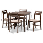 Load image into Gallery viewer, Baxton Studio Lovy Modern And Contemporary Beige Fabric Upholstered Dark Walnut-Finished 5-Piece Wood Dining Set
