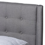 Load image into Gallery viewer, Baxton Studio Naya Mid-Century Modern Grey Fabric Upholstered Queen Size Wingback Platform Bed
