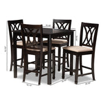 Load image into Gallery viewer, Baxton Studio Reneau Modern And Contemporary Sand Fabric Upholstered Espresso Brown Finished 5-Piece Wood Pub Set
